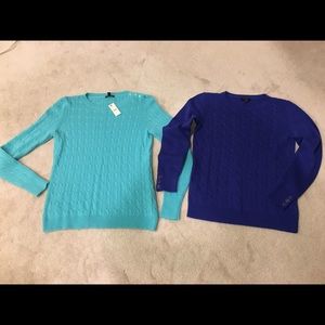 Talbots 2 Cable Knit Sweaters Blue PS